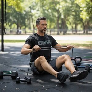 Alphalete Mens Performance Fit Black Short Sleeve Graphic T-Shirt Size S